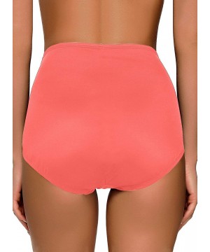 Women's High Waist Ruched Bikini Bottom Solid Swim Shorts Tankini Brief - Pink442 - C91908AH62K $18.11-Bottoms