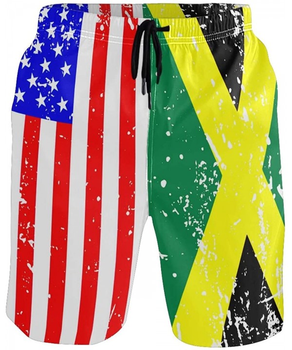 Men's Quick Dry Swim Trunks with Pockets Beach Board Shorts Bathing Suits - Usa Jamaica Flag - CO195W3ULUT $31.94-Board Shorts