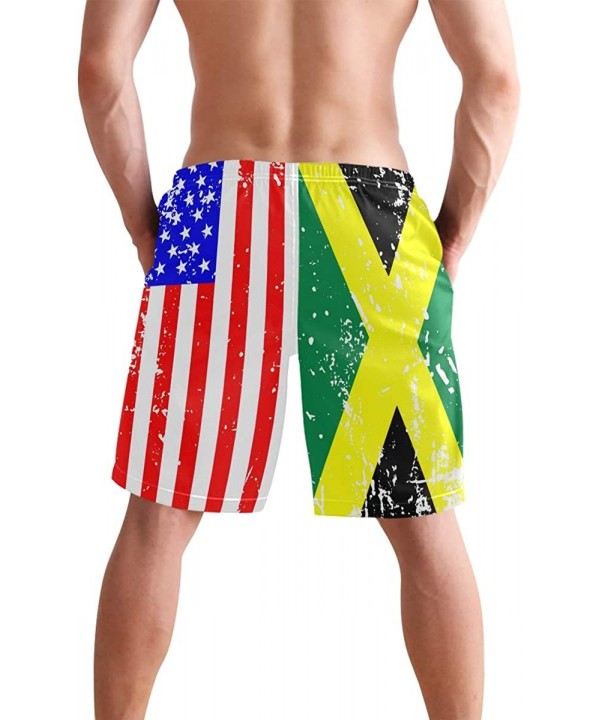 Men's Quick Dry Swim Trunks with Pockets Beach Board Shorts Bathing Suits - Usa Jamaica Flag - CO195W3ULUT $31.94-Board Shorts