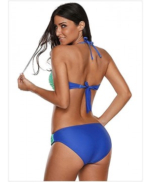 Women's Two Piece Swimsuits Beachwear Bathing Suit Tankini Bathing Suit Swimsuit - Blue - C918SR56A8W $38.79-Sets