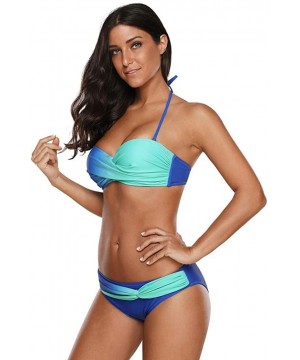 Women's Two Piece Swimsuits Beachwear Bathing Suit Tankini Bathing Suit Swimsuit - Blue - C918SR56A8W $38.79-Sets