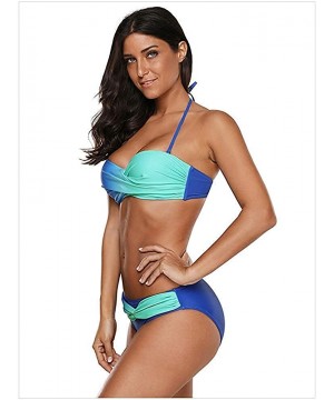 Women's Two Piece Swimsuits Beachwear Bathing Suit Tankini Bathing Suit Swimsuit - Blue - C918SR56A8W $38.79-Sets