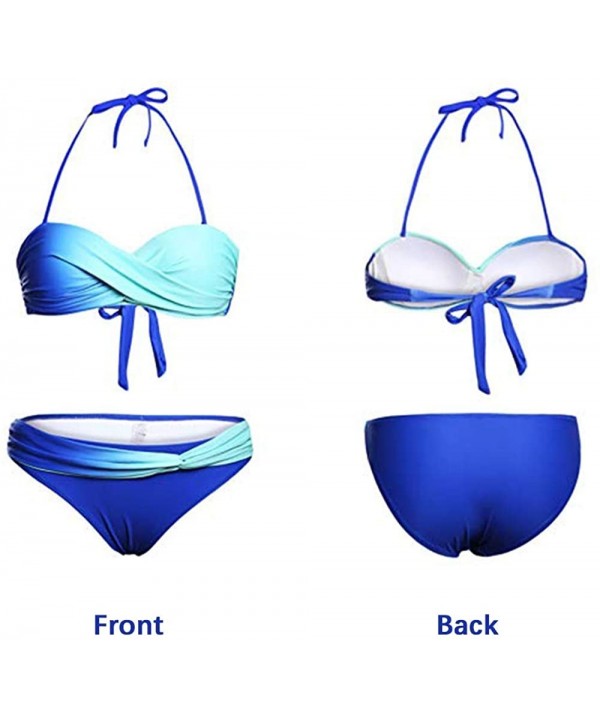 Women's Two Piece Swimsuits Beachwear Bathing Suit Tankini Bathing Suit Swimsuit - Blue - C918SR56A8W $38.79-Sets