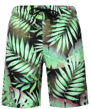 2019 Men's Beach Shorts Quick-Dry 3D Printed Tracksuit Pants - Green Tree Leaf - CV18Y94X9LK $23.83-Board Shorts