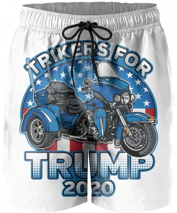 Trump-2020-American-flag-star- Man Swim Shorts Beach Swim Trunks - White-16 - CL18U9H8SA3 $22.52-Board Shorts