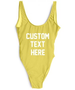 Personalized Bathing Suits Custom Text One-Piece Suit Letter Print Swimsuit Wedding Gift Monokini - Yellow - C218OX68ZEW $26....