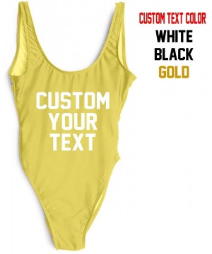 Personalized Bathing Suits Custom Text One-Piece Suit Letter Print Swimsuit Wedding Gift Monokini - Yellow - C218OX68ZEW $26....