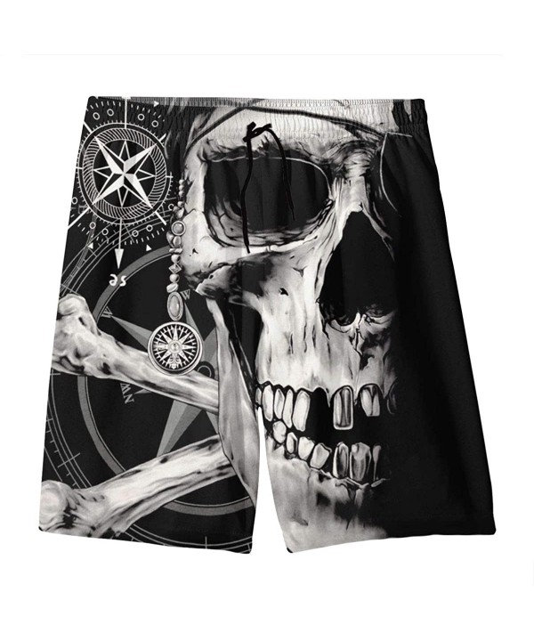 Men's Swim Trunk-Pirate Skull and Compass Shorts Pants - CQ190QRRYG2 $24.73-Trunks