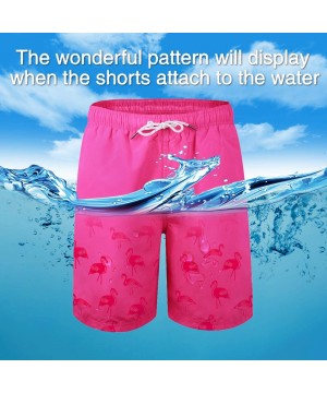 Mens Printed Swim Trunks Beach Shorts with Drawstring - Rose Red_flamingo - C318Z92T8US $17.90-Board Shorts