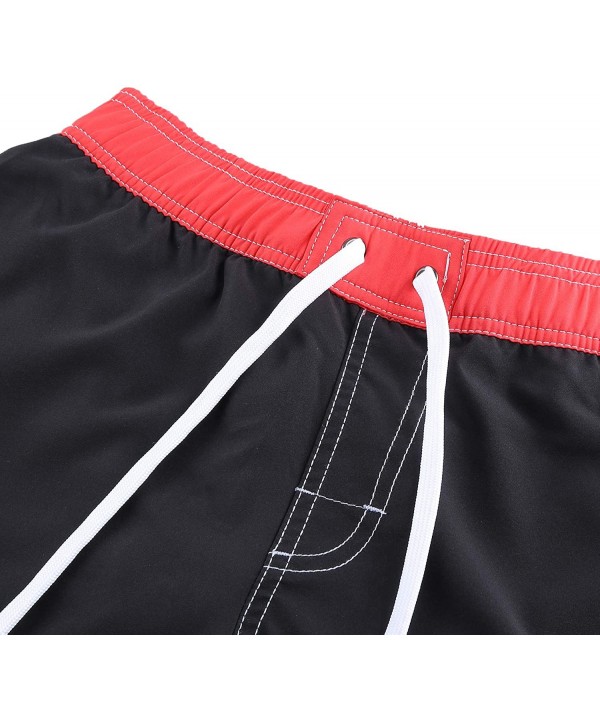 Women Board Shorts Swimwear Trunks Sports Quick Dry Swim Bottom with Inner Liner - Black and Red - CS18WL9RAW0 $19.36-Bottoms