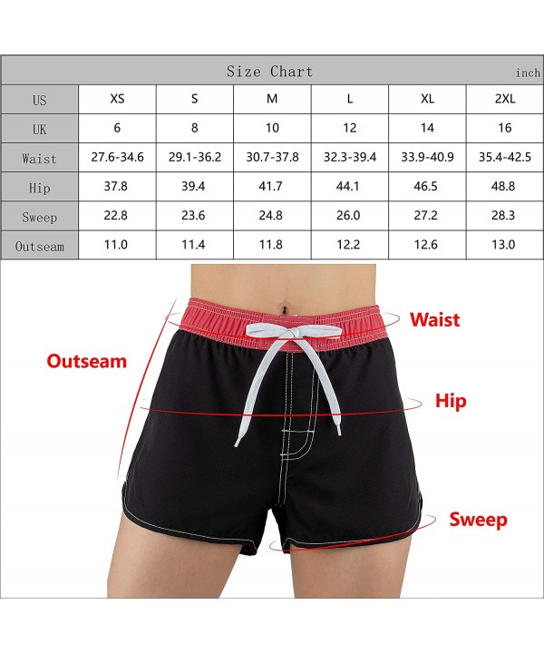 Women Board Shorts Swimwear Trunks Sports Quick Dry Swim Bottom with Inner Liner - Black and Red - CS18WL9RAW0 $19.36-Bottoms