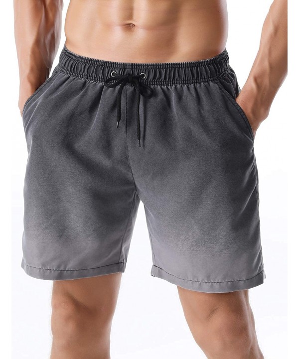 Men's Swim Trunks Retro Soft Washed Drawstring Workout Shorts Men - Black-279 - CI18US6DZDS $19.48-Board Shorts