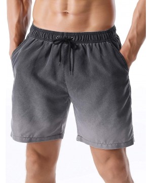 Men's Swim Trunks Retro Soft Washed Drawstring Workout Shorts Men - Black-279 - CI18US6DZDS $19.48-Board Shorts