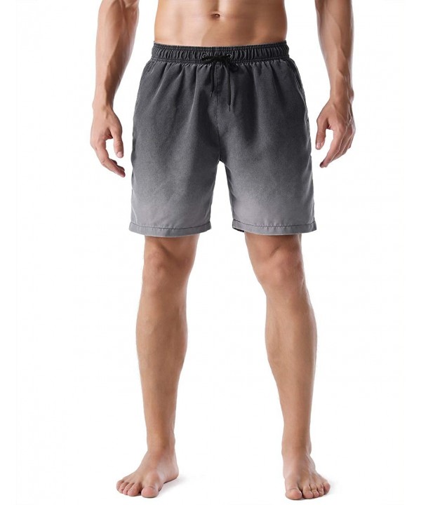 Men's Swim Trunks Retro Soft Washed Drawstring Workout Shorts Men - Black-279 - CI18US6DZDS $19.48-Board Shorts