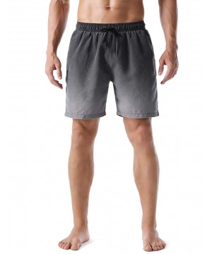 Men's Swim Trunks Retro Soft Washed Drawstring Workout Shorts Men - Black-279 - CI18US6DZDS $19.48-Board Shorts