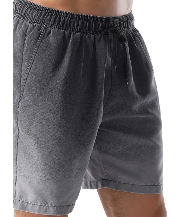 Men's Swim Trunks Retro Soft Washed Drawstring Workout Shorts Men - Black-279 - CI18US6DZDS $19.48-Board Shorts