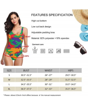 Women Elasticity Fashion Sports One-Piece Halter Backless Swimwear Beachwear - Art Colorful Camouflage Graphics 4 - CT198W9AY...