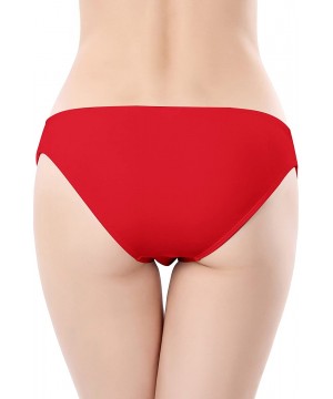 Swimwear Shirred Side Low-Rise Hipster Bikini Bottom for Women - Rose Red - CI186C6LKYH $15.43-Bottoms