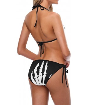 Skull Skeleton Hand Custom Women Bikini Swimsuit Beachwear Swimwear - C018DYY3UNZ $36.45-Sets