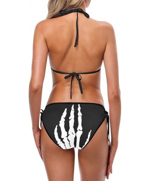 Skull Skeleton Hand Custom Women Bikini Swimsuit Beachwear Swimwear - C018DYY3UNZ $36.45-Sets