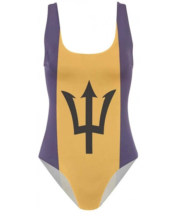 Womens Jamaica Flag One Piece Monokini Swimsuit Sexy Backless Retro Bathing Suit - Barbados Flag - C318IM05NTH $22.47-One-Pieces