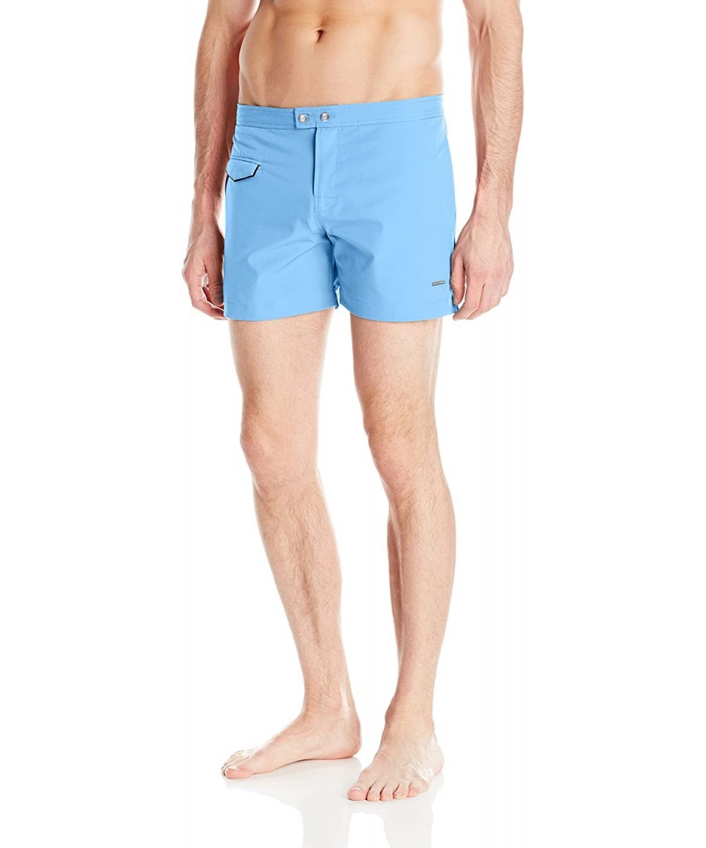 Men's Lido Solid 5 Inch Swim Short - Porcelain Blue/Indigo - CA127STM7T9 $55.76-Trunks