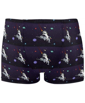 Funny Unicorn Riding Narwhal Space Men's Jammer Swimsuit Solid Square Leg Swimwear Surf - CB18TR7CHA3 $23.71-Racing