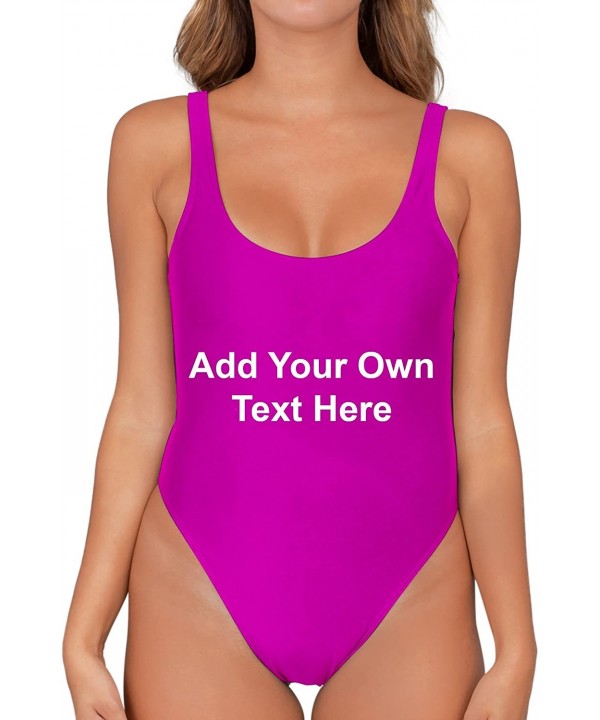 Custom Personalized Swimsuit Add Your Own Text One Piece Swimwear Bathing Suits - Rose Red - C018H2HWKTX $48.80-One-Pieces