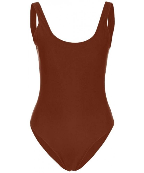 Women's Retro 80s/90s Inspired High Cut Low Back One Piece Swimwear Bathing Suits - Orange - CY18SCG4OA6 $14.27-One-Pieces