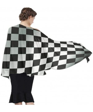 Women Luxury Chiffon Swimwear Cover Up- Oversize Beach Sarong Shawl Wrap - Waving Checkered Flag - CS19C6N2XRD $29.04-Cover-Ups