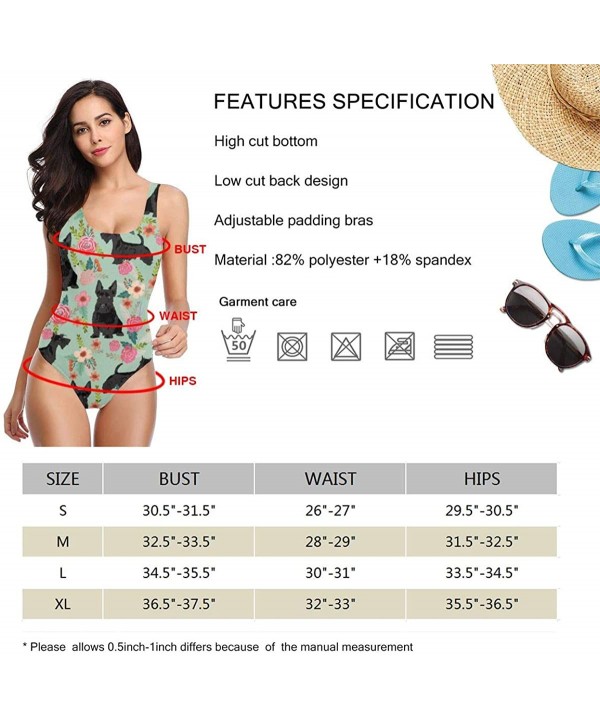 Women's Classic One-Piece Swimsuit Beach Swimwear Bathing Suit(Black Weasel Pattern) - Black Scottie Dog - CT18Y9IH8XZ $41.77...