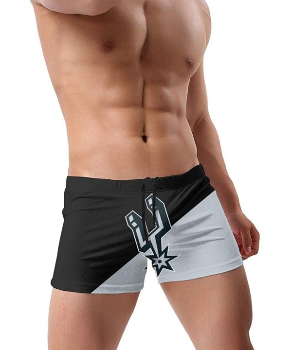 Men's Basketball Team Quick Dry Swimwear Boxer Swim Surf Boxer Shorts Swimsuits with Adjustable Drawstring - San Antonio Spur...