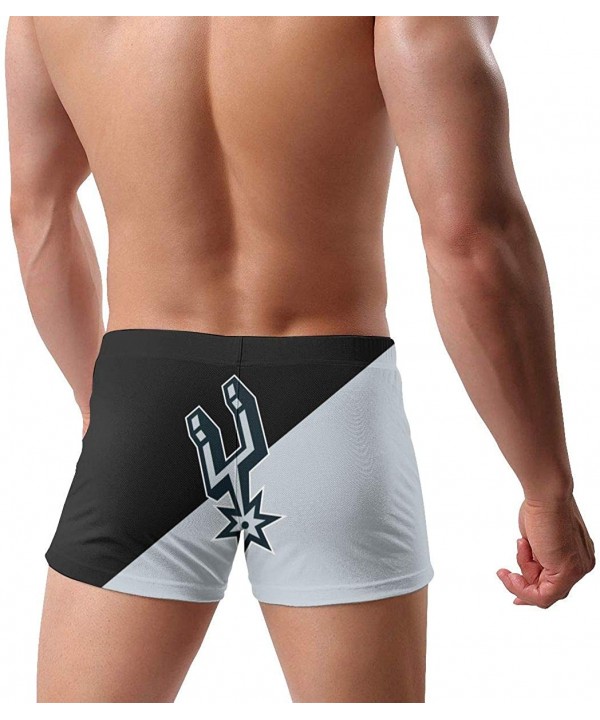 Men's Basketball Team Quick Dry Swimwear Boxer Swim Surf Boxer Shorts Swimsuits with Adjustable Drawstring - San Antonio Spur...