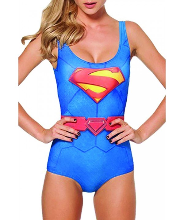 Women's Fashion One Piece Swimsuits U Neck Backless Monokini 3D Printed Bikini Swimwear - Superhero - CH1970LWNO9 $36.50-One-...