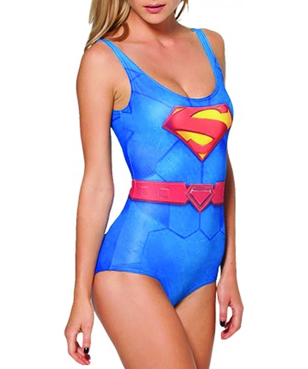 Women's Fashion One Piece Swimsuits U Neck Backless Monokini 3D Printed Bikini Swimwear - Superhero - CH1970LWNO9 $36.50-One-...