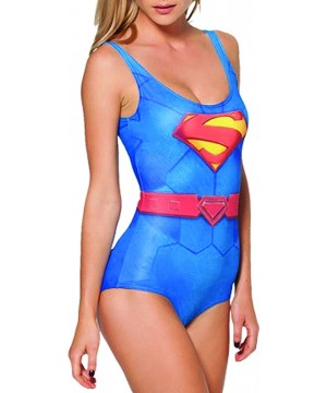 Women's Fashion One Piece Swimsuits U Neck Backless Monokini 3D Printed Bikini Swimwear - Superhero - CH1970LWNO9 $36.50-One-...