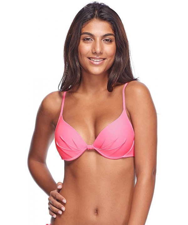 Women's Smoothies Greta Solid Molded Cup Push Up Underwire Bikini Top Swimsuit - Smoothie Fling Pink - CB18Z050N75 $22.77-Sets