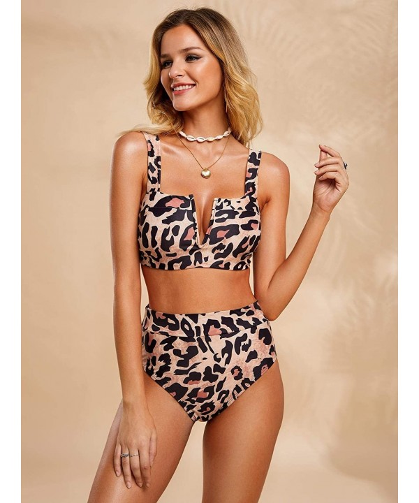 Womens High Waisted Leopard Printed Bikini Set Sexy Push Up V Wire Two Piece Swimwsuits Bathing Suit - As Show - CP18AN5UU95 ...