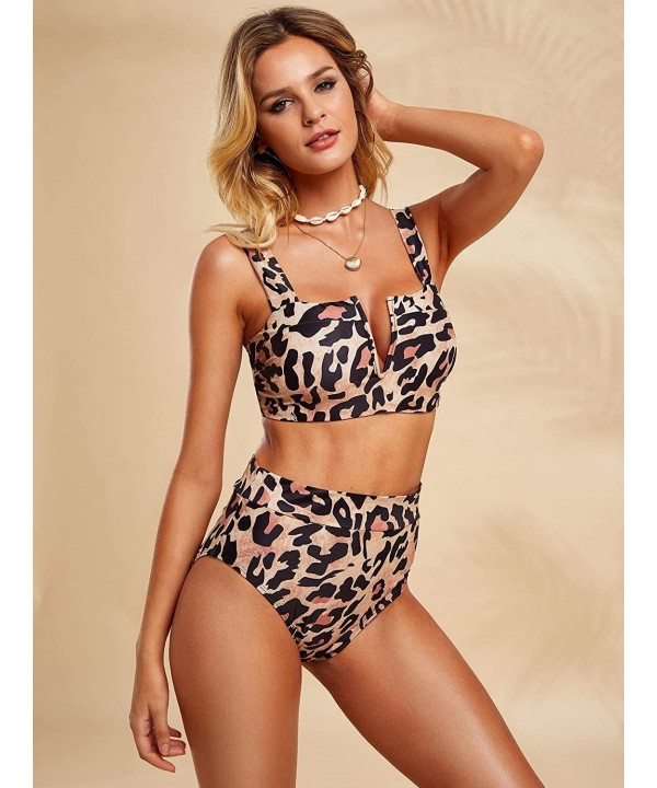 Womens High Waisted Leopard Printed Bikini Set Sexy Push Up V Wire Two Piece Swimwsuits Bathing Suit - As Show - CP18AN5UU95 ...