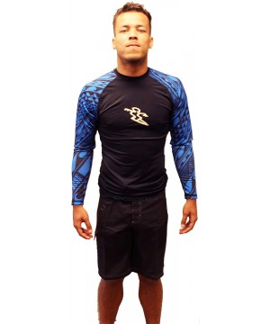 Mens Long Sleeve Rash Guard Water Surf Shirt UPF 50+ - Tribal - C618T435QUQ $33.32-Rash Guards