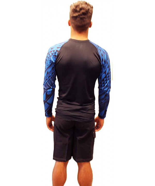 Mens Long Sleeve Rash Guard Water Surf Shirt UPF 50+ - Tribal - C618T435QUQ $33.32-Rash Guards