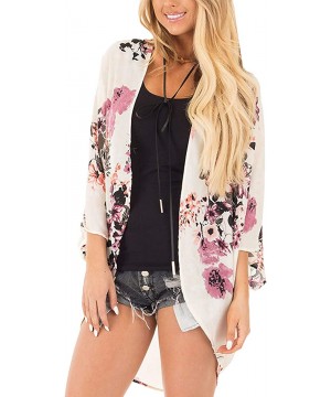 Women's Fashion Floral Print Kimono Cardigan Long Tops Loose Cover Ups - K89 - CP18H632UC7 $10.80-Cover-Ups