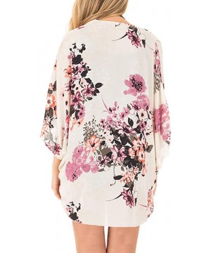 Women's Fashion Floral Print Kimono Cardigan Long Tops Loose Cover Ups - K89 - CP18H632UC7 $10.80-Cover-Ups