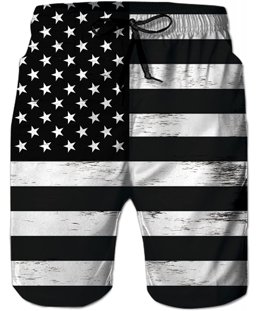 Mens Summer Swim Trunks 3D Graphic Quick Dry Funny Beach Board Shorts with Mesh Lining - American Flag - C118GLO8I6X $23.88-T...