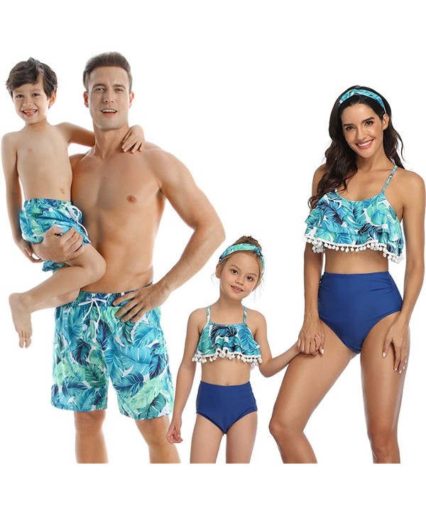 Family Matching Swimsuit Mens Summer Shorts Boy Beach Shorts Girls Swimwear Womens Printed Bathingsuit Tassel Girl - C9194QYT...