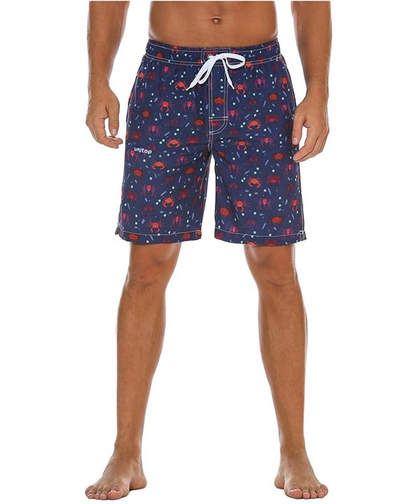 Men's Swim Trunks Classical Volley Board Shorts Colorful Pattern with Mesh Lining - Blue(crab Pattern) - CK18NH65UUA $14.30-B...