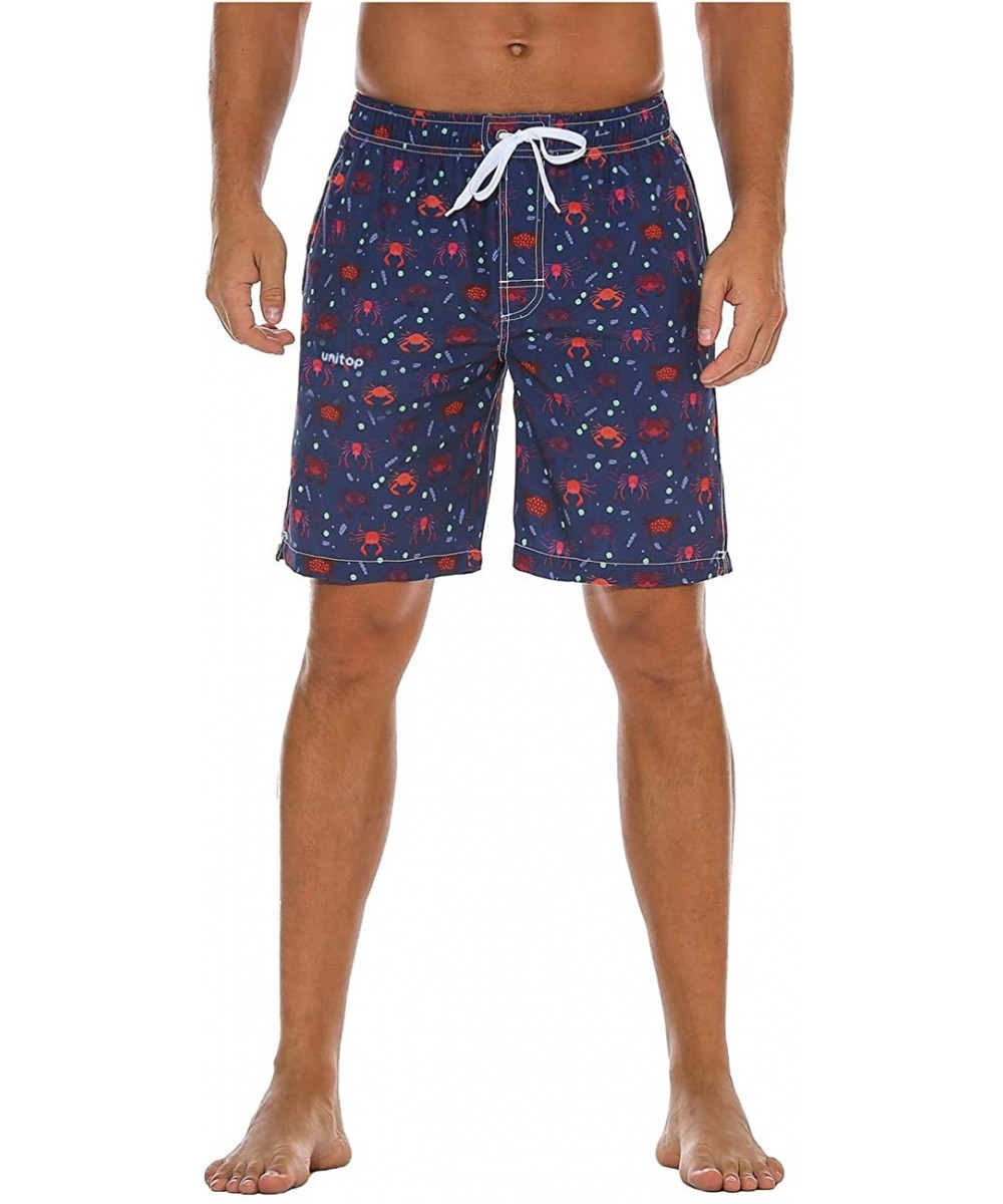 Men's Swim Trunks Classical Volley Board Shorts Colorful Pattern with Mesh Lining - Blue(crab Pattern) - CK18NH65UUA $14.30-B...