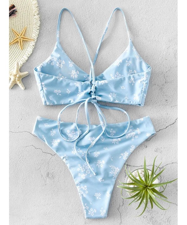 Women's Tie Dye Spaghetti Strap Criss Cross Beach Bikini Set Swimwear Swimsuit - C-multi-a - CI1952E5IA3 $19.00-Sets