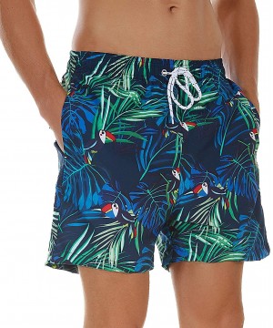 Men's Swim Trunks Quick Dry Athletic Swimwear Shorts with Mesh Lining and Pockets - Bird/Leaf - C8199I40TD7 $15.61-Board Shorts