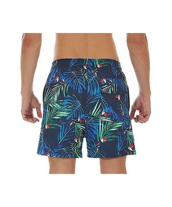 Men's Swim Trunks Quick Dry Athletic Swimwear Shorts with Mesh Lining and Pockets - Bird/Leaf - C8199I40TD7 $15.61-Board Shorts